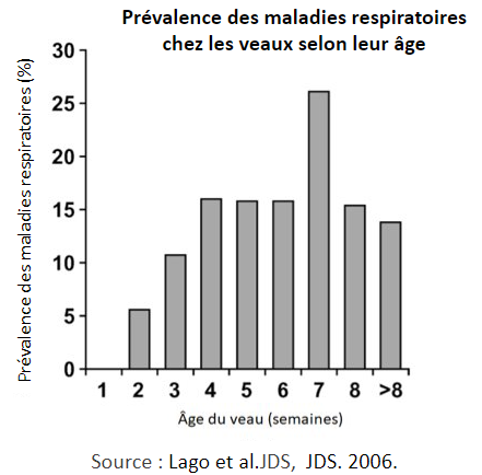Prévalence des maladies respiratoires chez les veaux selon leur âge​